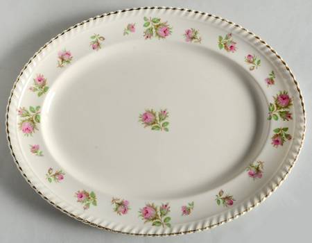 English Rose (Old English, Pink Roses) 12" Oval Serving Platter