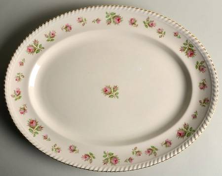 English Rose (Old English, Pink Roses) 15" Oval Serving Platter