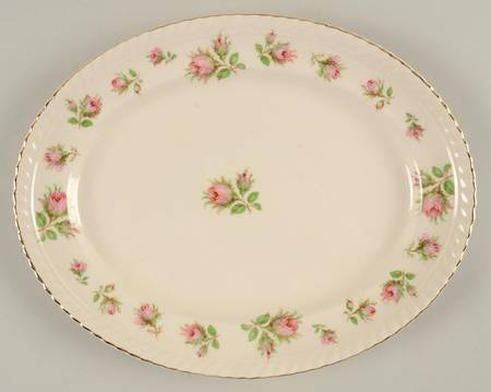 English Rose (Old English, Pink Roses) 10" Oval Serving Platter