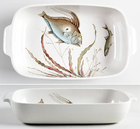 FISH (CREAM) 11" Rectangular Baker