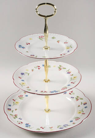 Fleurette 13 7/8"-14 1/4" 3-Tiered Serving Tray(DP,SP,BB) HC