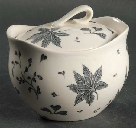 Floating Leaves Gray Sugar Bowl & Lid