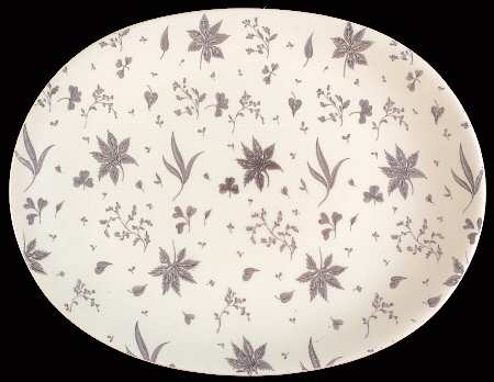 Floating Leaves Gray 14" Oval Serving Platter
