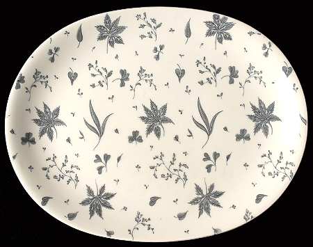 Floating Leaves Gray 12" Oval Serving Platter