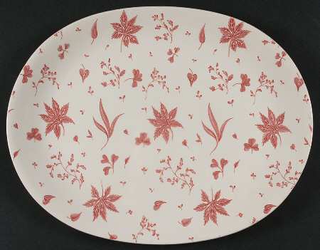 Floating Leaves Pink 12" Oval Serving Platter