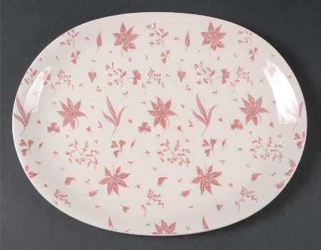 Floating Leaves Pink 14" Oval Serving Platter