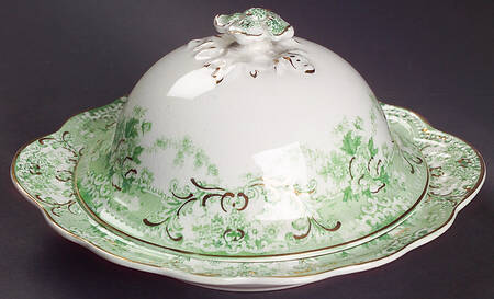 The Florentine Green (Gold Trim) Round Covered Butter