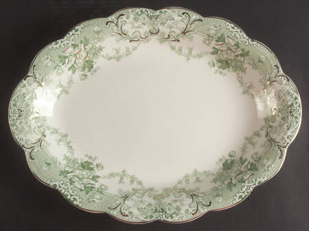The Florentine Green (Gold Trim) 16" Oval Serving Platter