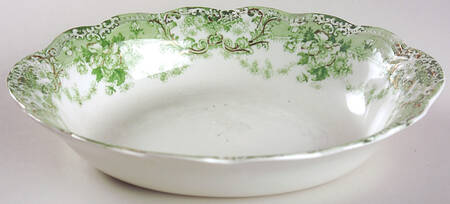 The Florentine Green (Gold Trim) 9" Oval Vegetable Bowl