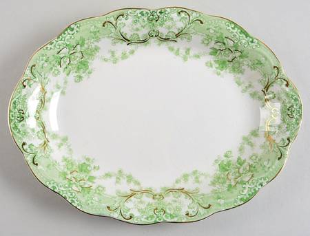 The Florentine Green (Gold Trim) 10" Oval Serving Platter