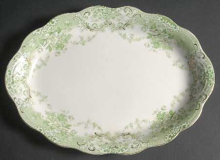 The Florentine Green (Gold Trim) 14" Oval Serving Platter