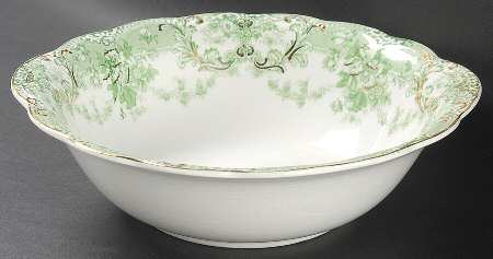 The Florentine Green (Gold Trim) 9" Round Vegetable Bowl
