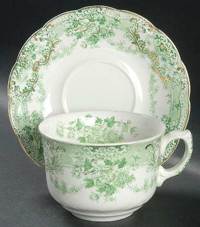 The Florentine Green (Gold Trim) Oversized Cup & Saucer Set