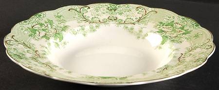 The Florentine Green (Gold Trim) Large Rim Soup Bowl