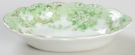 The Florentine Green (Gold Trim) Oval Fruit/Dessert Bowl