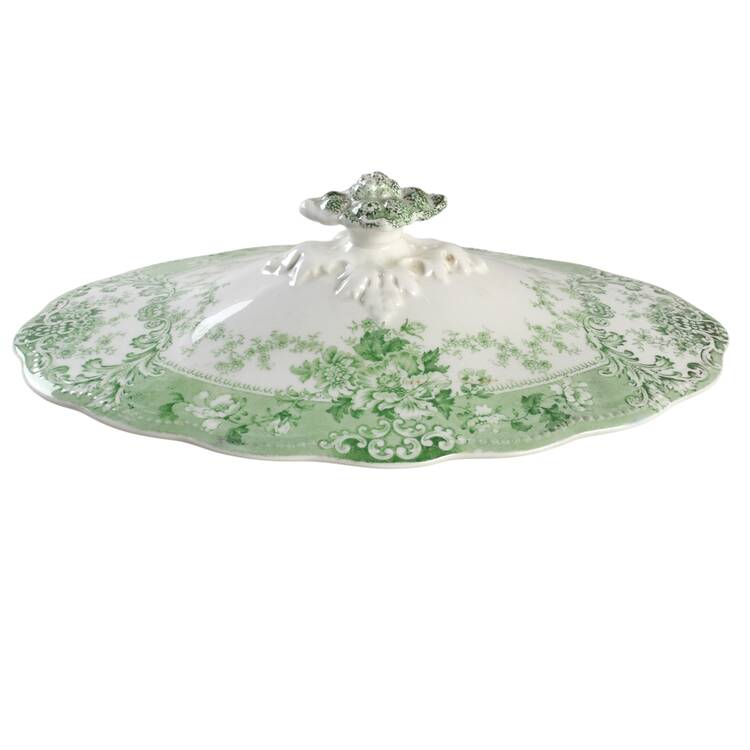 The Florentine Green (No Gold Trim) Lid for Oval Vegetable
