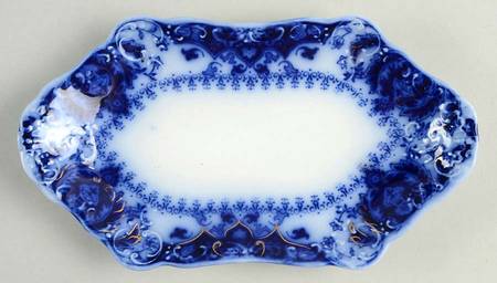 Florida (Flow Blue, Gold Accents) Relish/Gravy Underplate