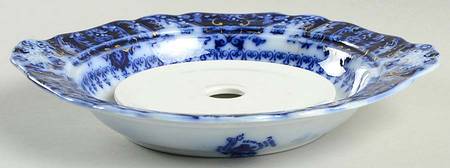 Florida (Flow Blue, Gold Accents) Round Butter No Lid