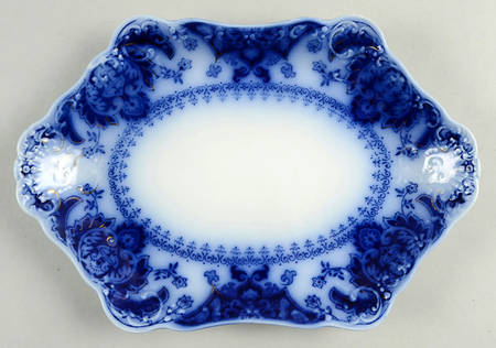 Florida (Flow Blue, Gold Accents) 10" Oval Serving Platter
