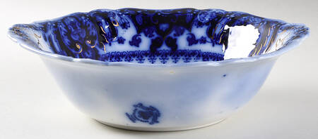 Florida (Flow Blue, Gold Accents) 9" Round Vegetable Bowl