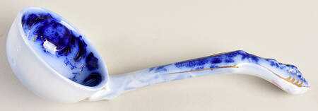 Florida (Flow Blue, Gold Accents) Solid Piece Sauce Ladle