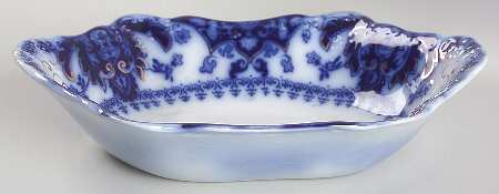 Florida (Flow Blue, Gold Accents) 9" Oval Vegetable Bowl