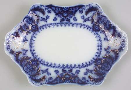 Florida (Flow Blue, Gold Accents) 13" Oval Serving Platter