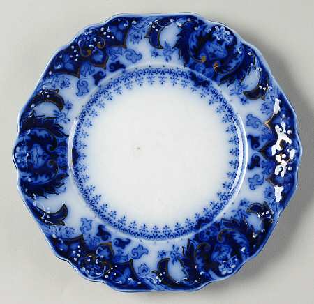 Florida (Flow Blue, Gold Accents) Dessert/Pie Plate