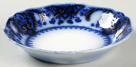Florida (Flow Blue, Gold Accents) Coupe Soup Bowl