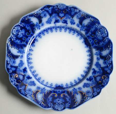 Florida (Flow Blue, Gold Accents) Luncheon Plate