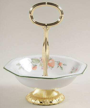 Fresh Fruit 6"-7" Handled Footed Nut Dish HC