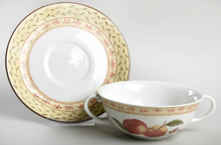 Fruit Sampler (Newer) Flat Cream Soup Bowl & Breakfast Saucer Set