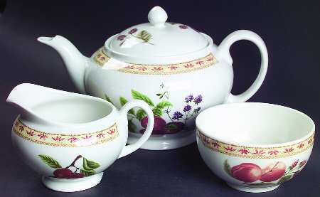 Fruit Sampler (Newer) (3 Pc) Tea Set (Creamer, Open Sugar, Teapot)