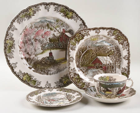 Friendly Village, The ("Made in England" Backstamp) 40  Piece Estate Set