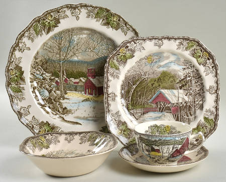 Friendly Village, The ("Made in England" Backstamp) 40  Piece Estate Set