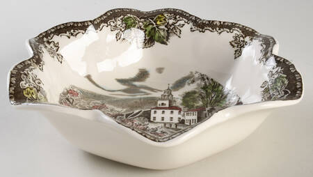 Friendly Village, The ("Made in England" Backstamp) 8" Scalloped Bowl