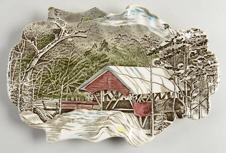 Friendly Village, The ("Made in England" Backstamp) 11" Scalloped Tray