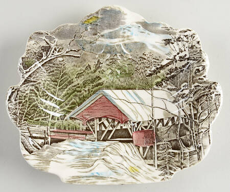Friendly Village, The ("Made in England" Backstamp) 9" Leaf Dish