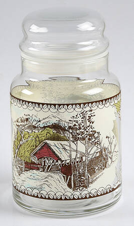 Friendly Village, The ("Made in England" Backstamp) Small Glassware Storage Jar & Lid