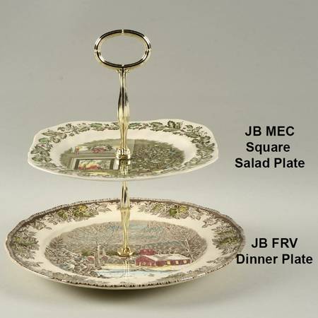 Friendly Village, The ("Made in England" Backstamp) Mixed/Match 2 Tier Serving Tray