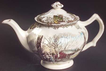 Friendly Village, The ("Made in England" Backstamp) Small Teapot & Lid