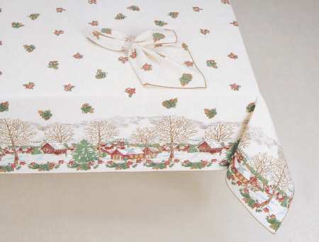 Friendly Village, The ("Made in England" Backstamp) 60" X 84" Oval Tablecloth
