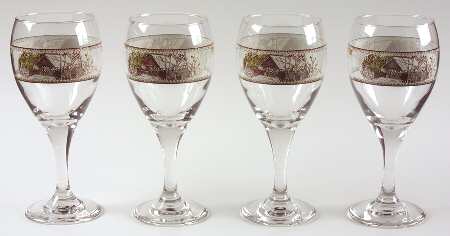 Friendly Village, The ("Made in England" Backstamp) Glass Goblet - Set of 4 Boxed