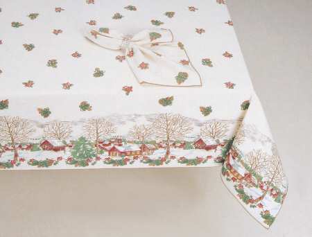 Friendly Village, The ("Made in England" Backstamp) 60" X 102" Oval Tablecloth