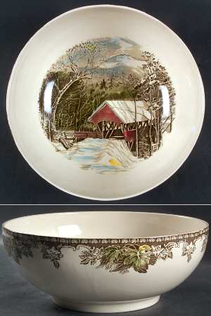 Friendly Village, The ("Made in England" Backstamp) Punch Bowl