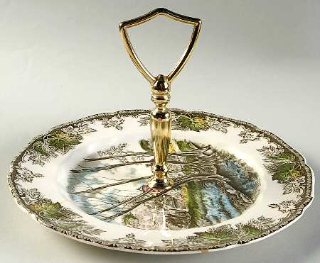 Friendly Village, The ("Made in England" Backstamp) Round Serving Plate with Handle (SP) by Johnson Brothers