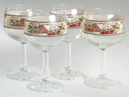 Friendly Village, The ("Made in England" Backstamp) Glassware Goblet - Set of 4