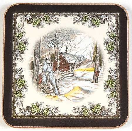 Friendly Village, The ("Made in England" Backstamp) Square Corkback Coaster