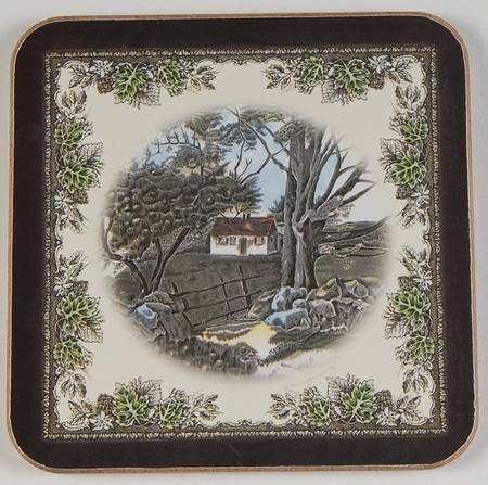 Friendly Village, The ("Made in England" Backstamp) Square Corkback Coaster