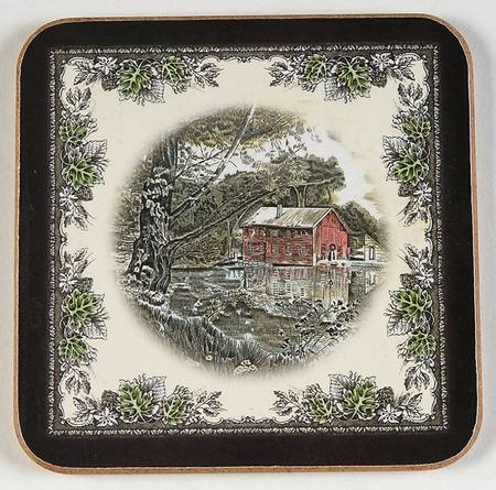 Friendly Village, The ("Made in England" Backstamp) Square Corkback Coaster